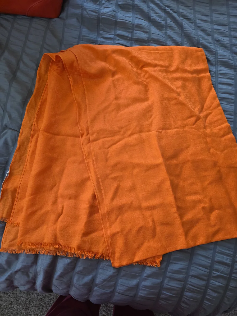Tory Burch Orange Fringed Lightweight Wrap Scarf